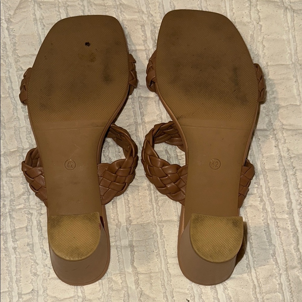 Braided Tan Women's Heeled Sandals - Picture 5 of 6